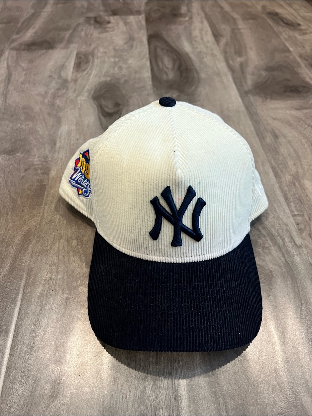 Two-Tone Corduroy Baseball Cap - Cream & Black